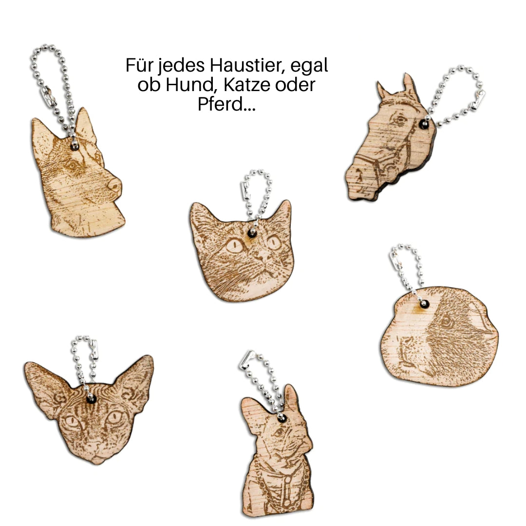Schlüsselanhänger aus Holz mit deinem Haustier!