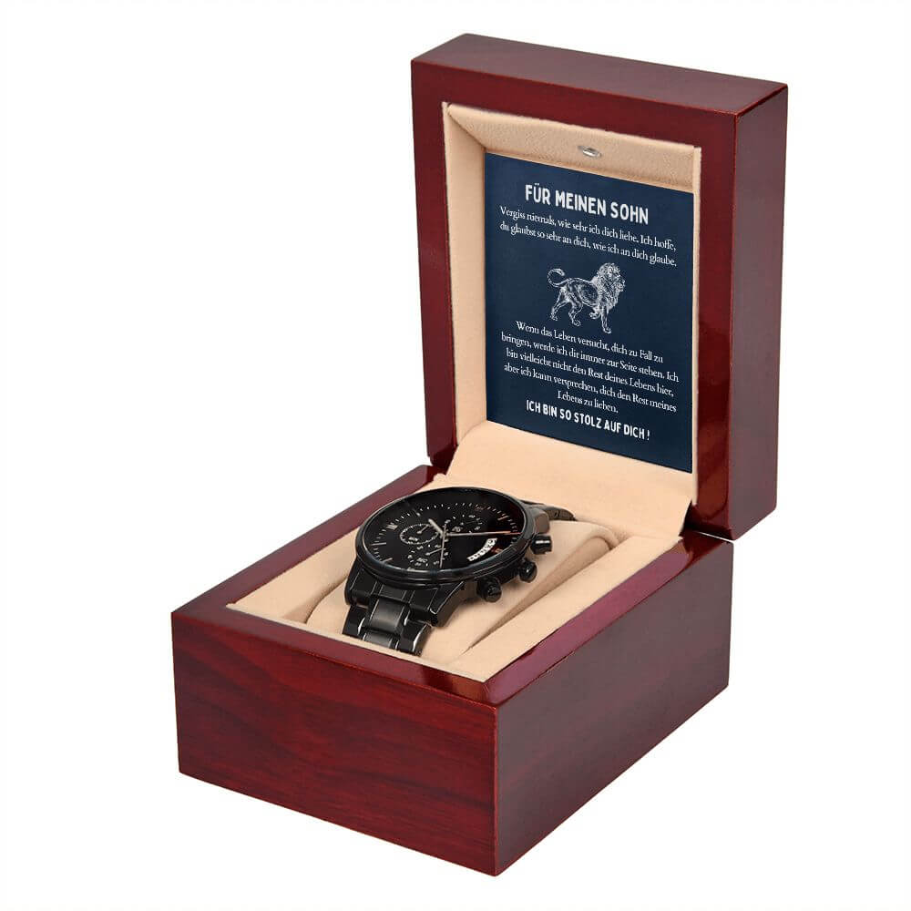 Hochwertige Uhr mit Karte und Box für deinen Sohn!