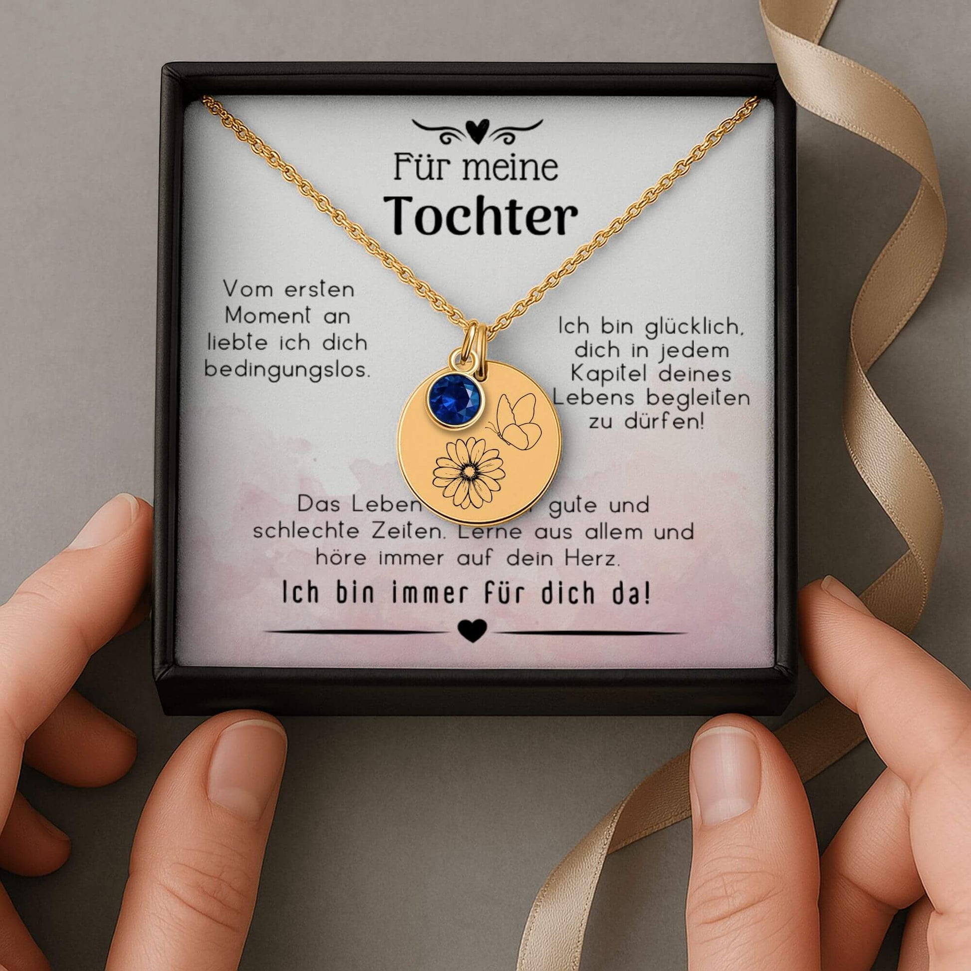 Weihnachtsgeschenk für Tochter, Hochzeitstagsgeschenk für Tochter, liebevolle Botschaft Schmuck, Schmuck mit Gravur, Geschenk für besondere Anlässe, emotionale Geschenke, Tochter Schmuck Geschenk, edle Halskette Tochter