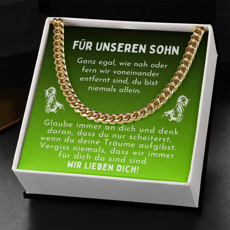 Geschenkbox mit Kette und persönliche Karte für euren Sohn