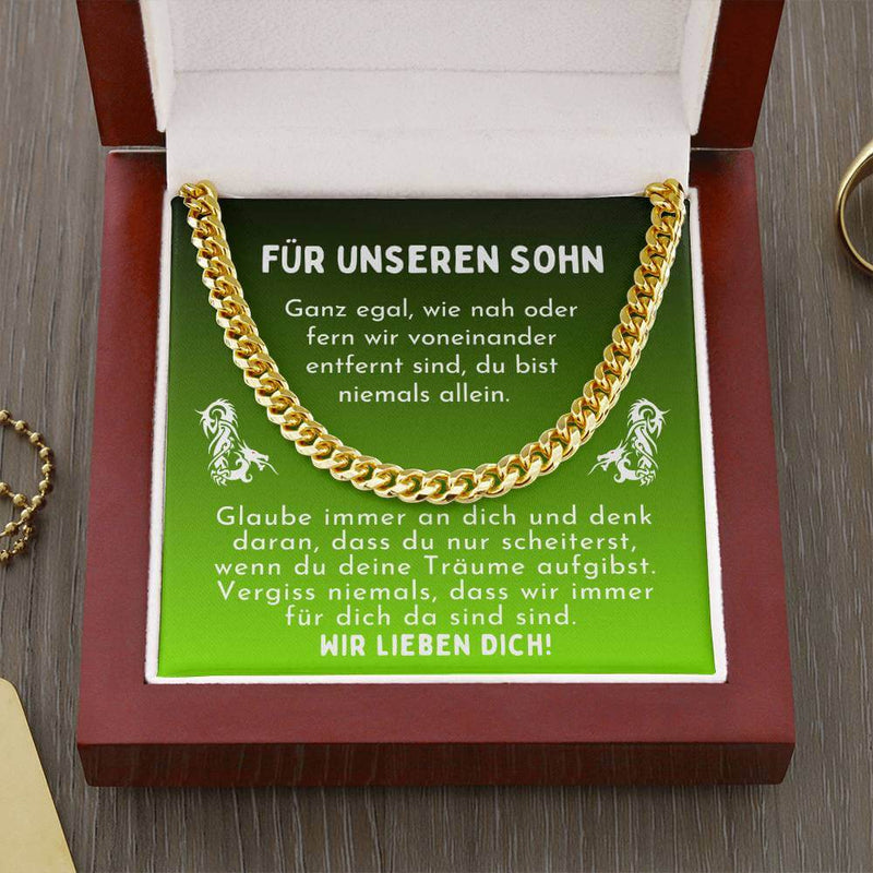 Geschenkbox mit Kette und persönliche Karte für euren Sohn