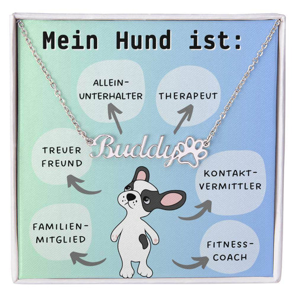 Exklusive Kette mit dem Namen deines Hundes inklusive Geschenkbox!