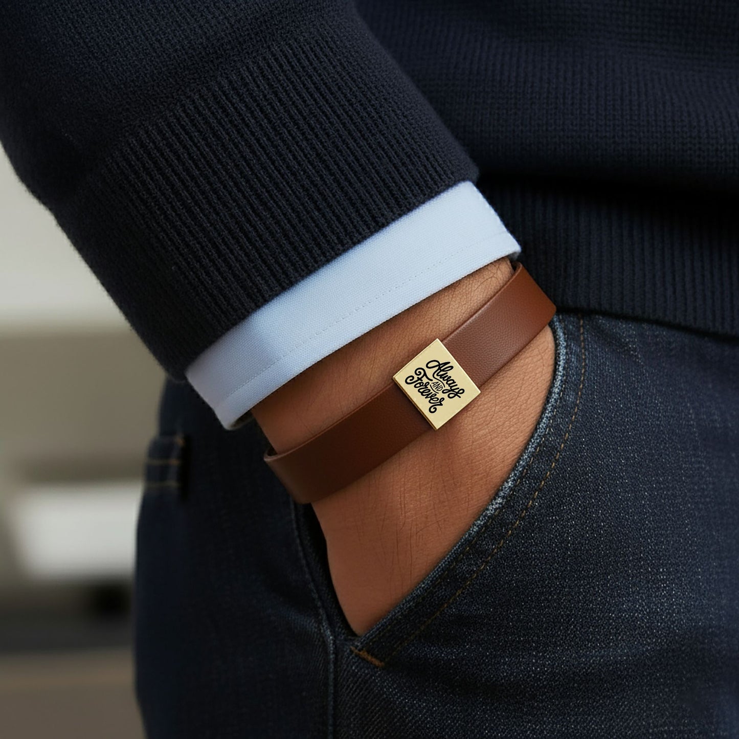 Edles Kunstleder-Armband für deinen Sohn mit Gravur