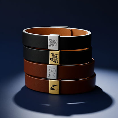 Edles Kunstleder-Armband für deinen Sohn mit Gravur