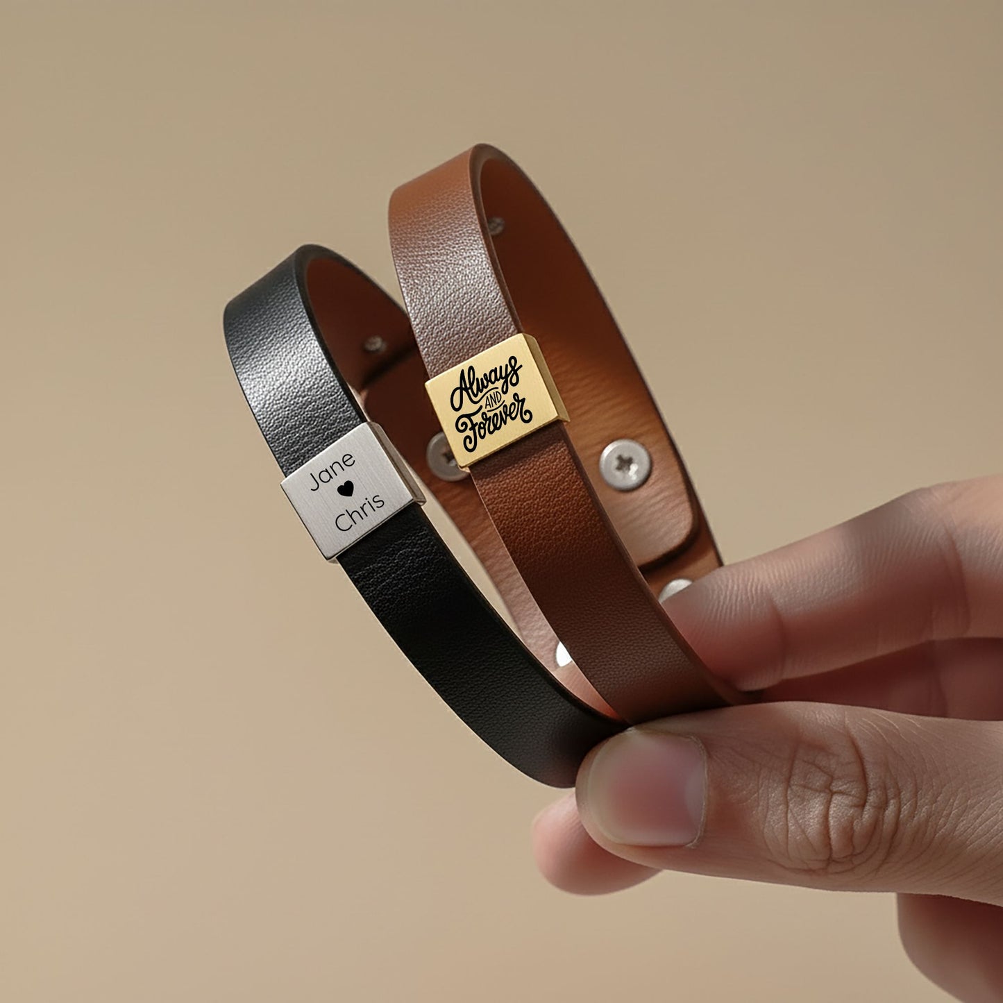 Edles Kunstleder-Armband für deinen Sohn mit Gravur