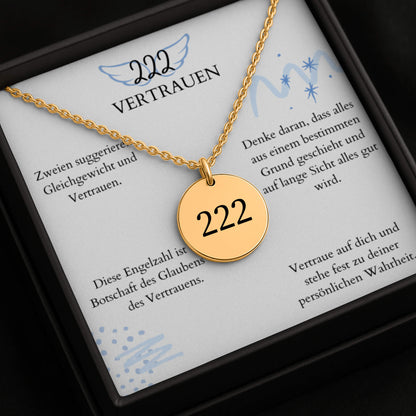 Engelszahl 222 - Kette mit Karte & Gravur