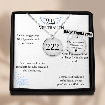 Engelszahl 222 - Kette mit Karte & Gravur