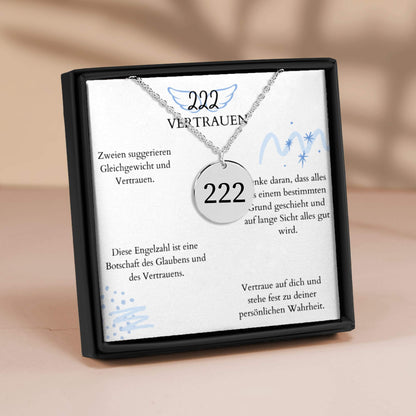 Engelszahl 222 - Kette mit Karte & Gravur