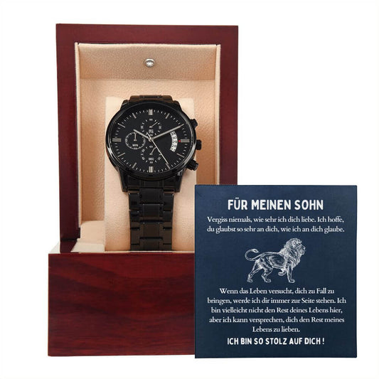 Hochwertige Uhr mit Karte und Box für deinen Sohn!